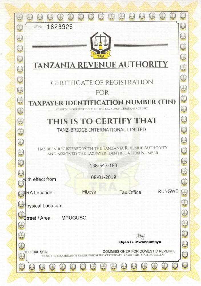 Certificate of Registration (TIN)